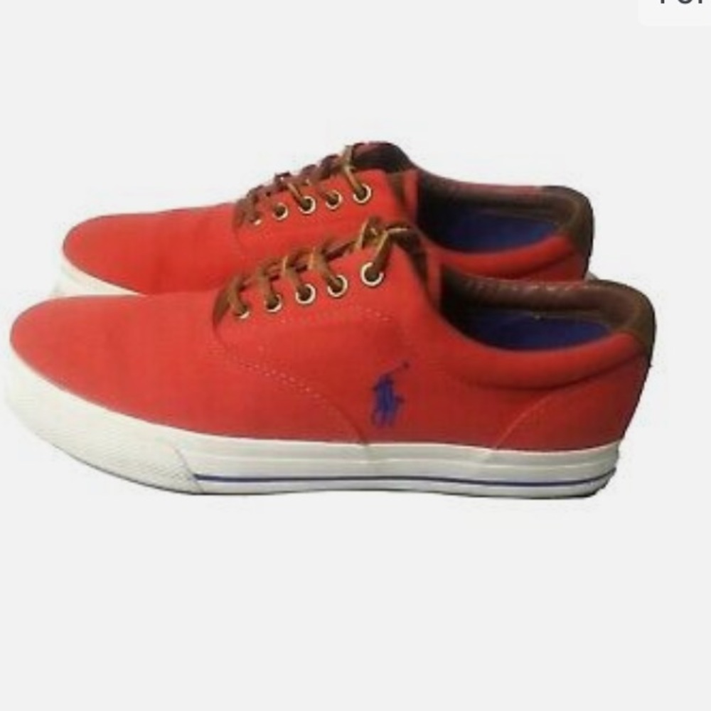 Polo Ralph Lauren Vaughn red sneaker size 9.5D leather detail worn once